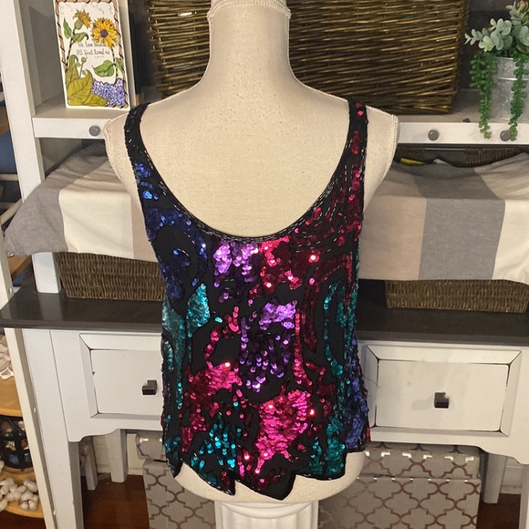 Vintage Nite Line Sequin Silk Lined Tank Size Small - Picture 4 of 8